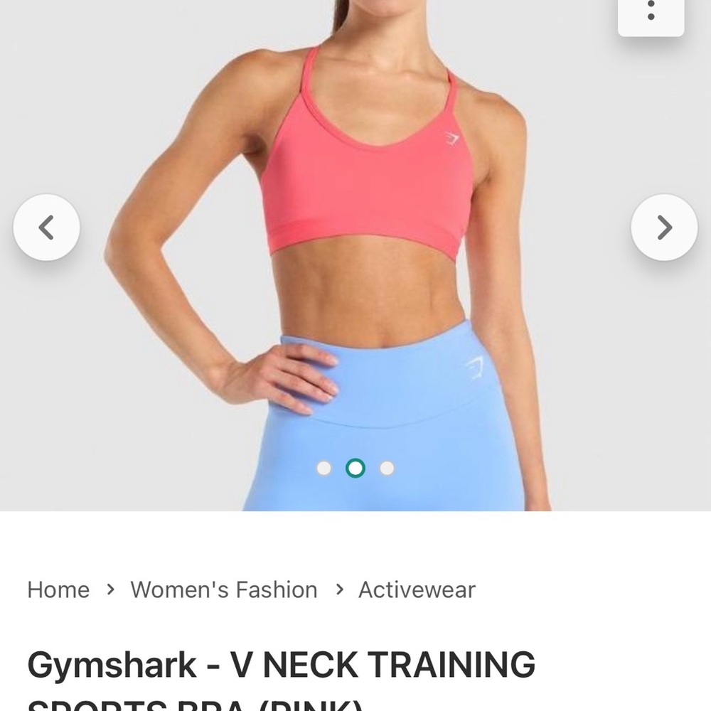 Gymshark V-Neck Sports Bra Coral Pink sz small